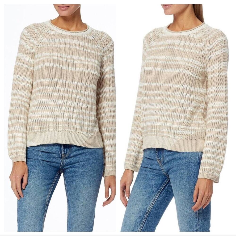360 Sweater Amethyst Striped Pullover Sweater Hemp/Optic White Size S